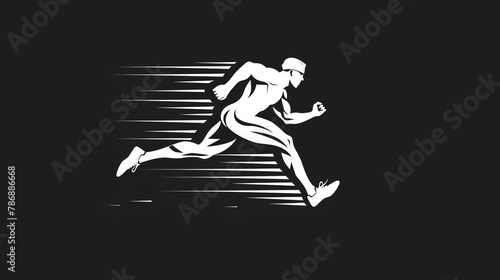 simple line iconic logo of runner white vector black High detailed and high resolution smooth and high quality photo professional photography
