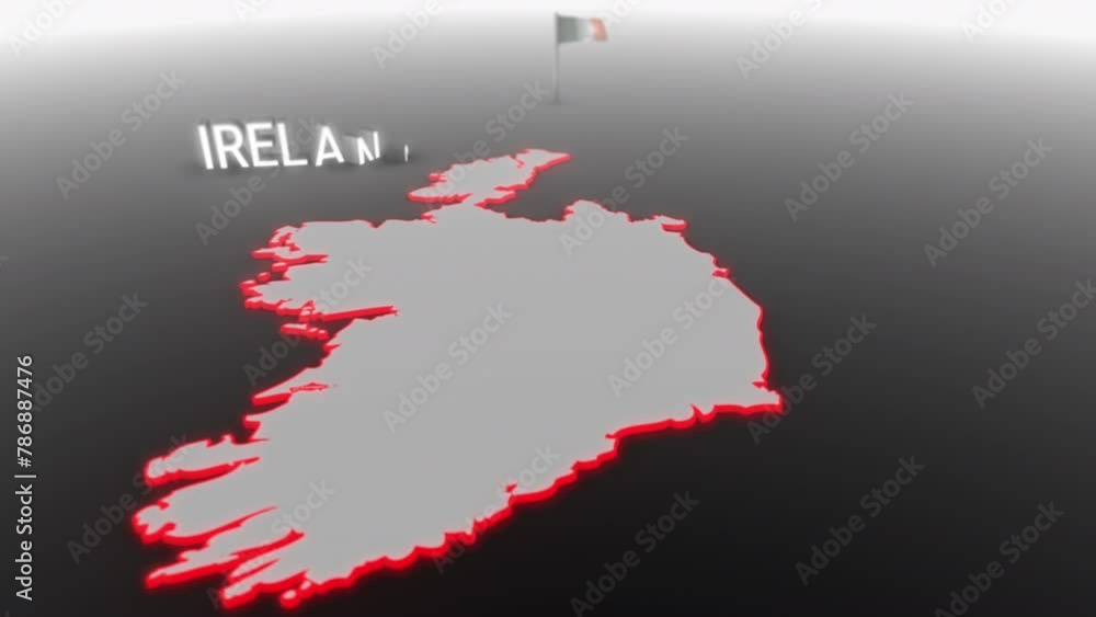 3d animated map of Ireland gets hit and fractured by the text “Recession” 3d animated map of Ireland gets hit and fractured by the text “Recession”