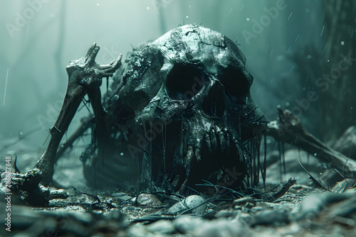Lone Predator Stalks the Undead Wasteland:A Cinematic Horror Fantasy in Detail
