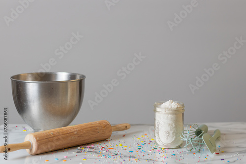 Photos Baking supplies, colorful baking, sprinkles for cake,