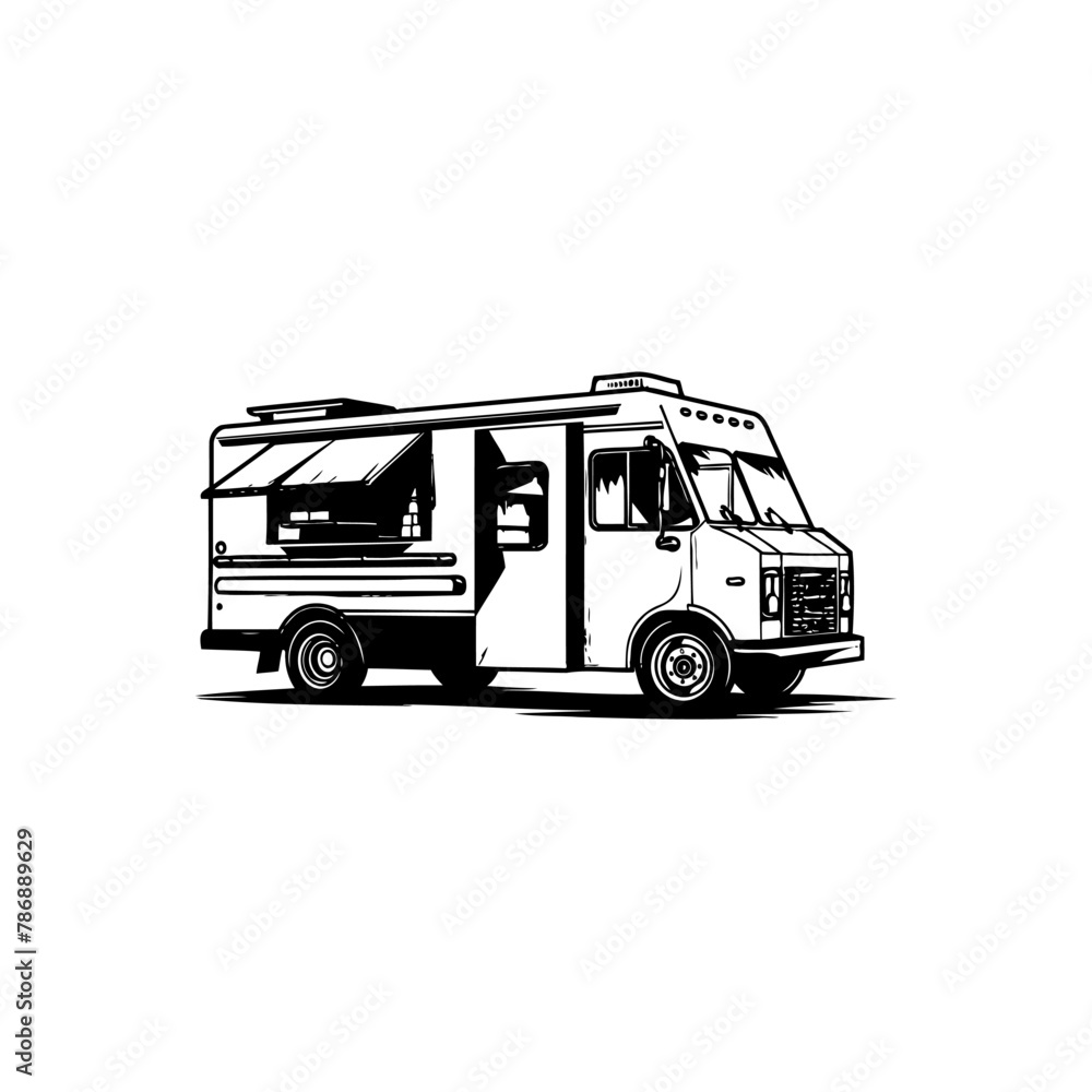 Vintage Style Food Truck. Vector illustration design.