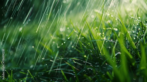 grass closeup in rain