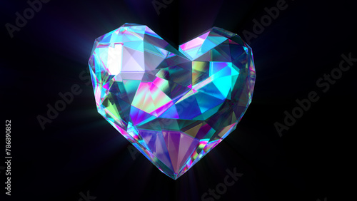Radiant Crystal Heart with Iridescent Facets