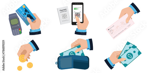 Set of various payment options isolated on white.