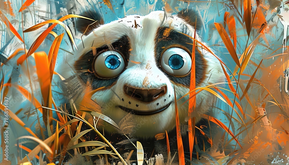 Highlight the smooth, reflective surface of a robotic pandas eyes in