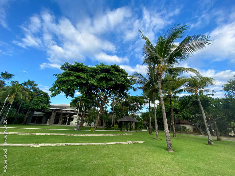 Greenery garden and pathway near the beach. Greenery garden and pathway near the beach.