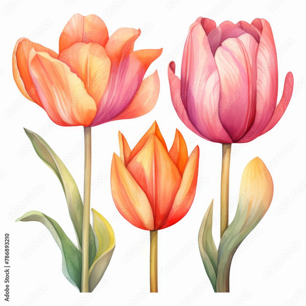 Watercolor tulip clipart isolated on transparent background Watercolor tulip clipart isolated on transparent background