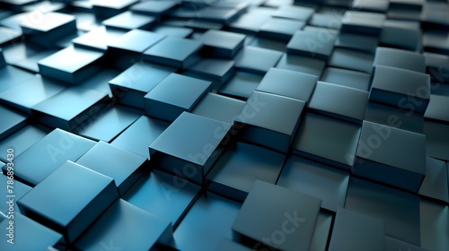 Abstract 3d background blue geometric square shapes 