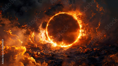 The Eclipse Unleashes a Toxic Inferno Consuming All in its Path - Cinematic Surreal Celestial Disaster
