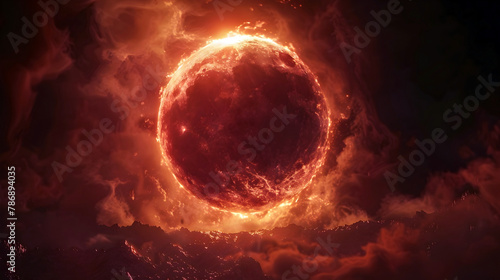The Eclipse's Deadly Shadow Envelops the Captivating Landscape in an Ominous 3D Cinematic Masterpiece photo