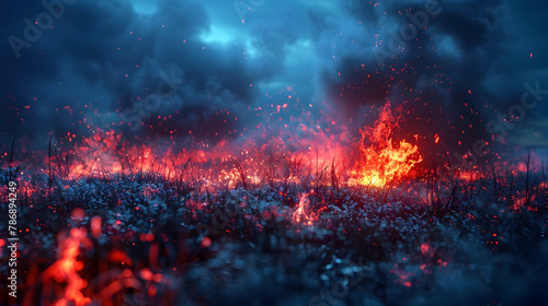 The Fiery Harbinger of Doom:A Cinematic Depiction of Nature's Fury in Detail © lertsakwiman