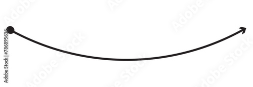Straight line with point on start and arrow on finish. Symbol of direction, aim, target, path, easy challenge, fast way, ideal plan isolated on white background. Vector  illustration. EPS 10