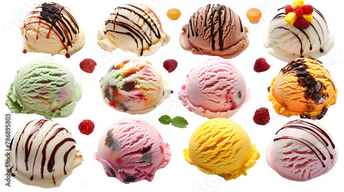 Ice cream explosions: vibrant colors, enticing toppings, mouthwatering spectacle, joy of indulgence.