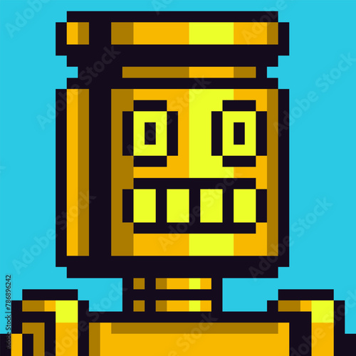 Avatar robot pixel character, sky-fi cartoon vector icon, game user or web profile persons and people, 8-bit girl, social net portrait, face, minimalistic fashion, vector illustration.