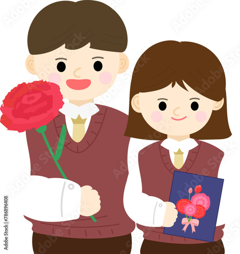 스승의 날 요소 (학교, 학생, 교복, 손하트, 카네이션, 어버이날, 스승의 은혜, 꽃다발, 남학생, 여학생, 고등학생, 중학생 등)