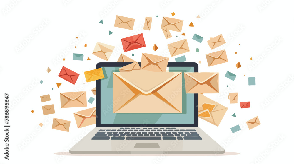 Email marketing concept and a lot of envelopes messag