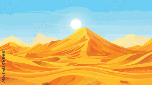 Empty sky desert dunes vector egyptian landscape back