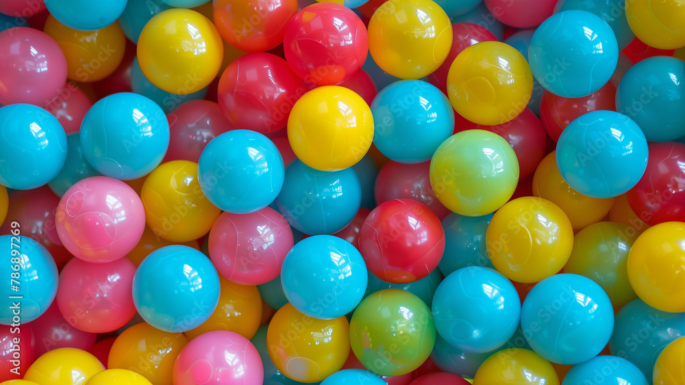 colorful plastic balls in a children's playroom close-up colorful plastic balls in a children's playroom close-up