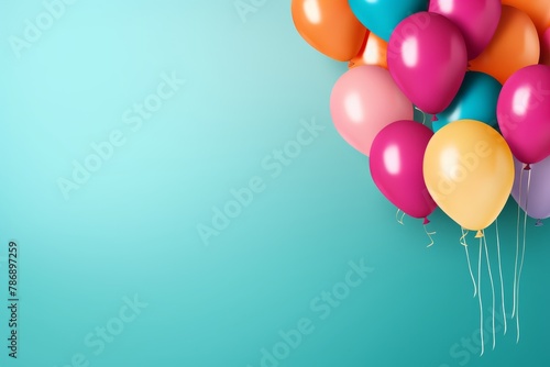 A colorful bunch of balloons gracefully float through the air