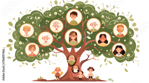 Family tree vector illustration. Cartoon genealogy © Noman