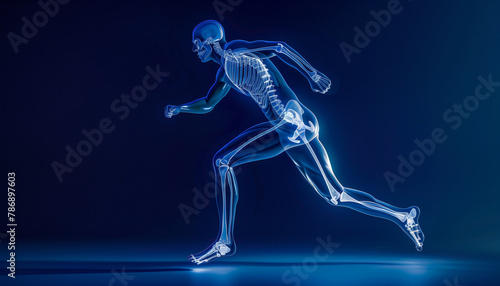X-ray Vision of an Athlete Running Forward with Determination