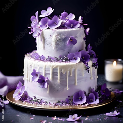 Stage wedding cake with flowers, multicolor cake nice design with sugar ball, Flower theme cake design. cake on a clear background. wedding cake decorated with flowers and icing