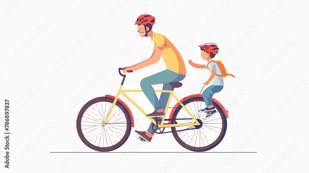 Father teaching son to ride a bicycle Parenting
