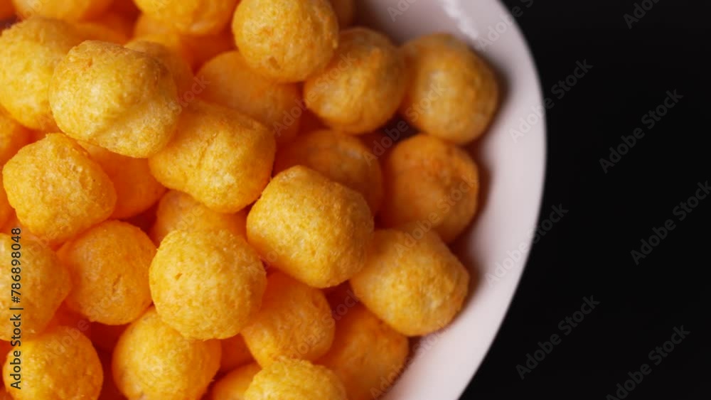 Cheese Balls in a White Plate Spinning Cheese Balls in a White Plate Spinning