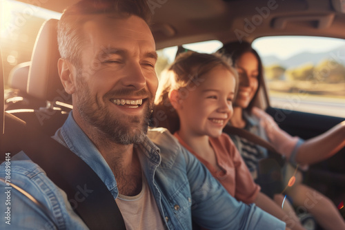 Joyful Car Adventure with a Bearded Dad and His Family © artefacti