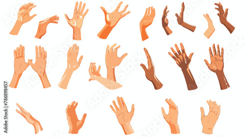 flat style set of various human hands gestures. Different