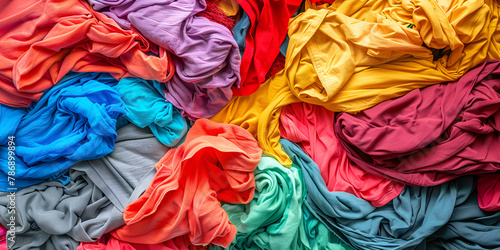 pile of clothes sorted by color ready to be packed Pile of colorful clothes abstract background