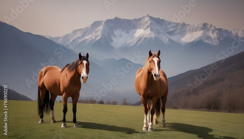 horses in the mountainsHorse-with-montain