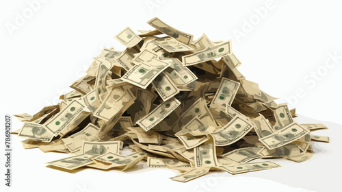 Bundles of dollars fall and form a pile 3d render det