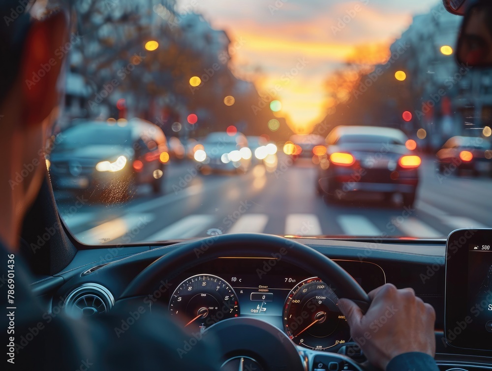 Naklejka premium Driving vehicles on urban roads