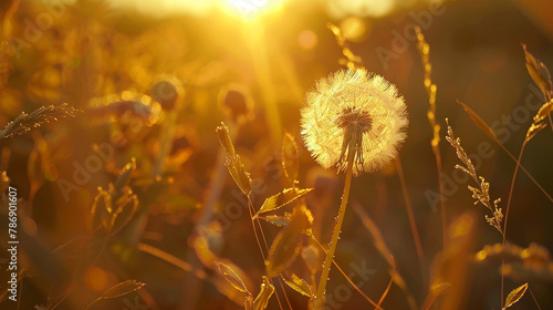 Bask in the warmth of a golden sunset casting its glow upon a delicate dandelion. The HD camera captures the ethereal beauty of this moment  creating an enchanting and visually stunning image.