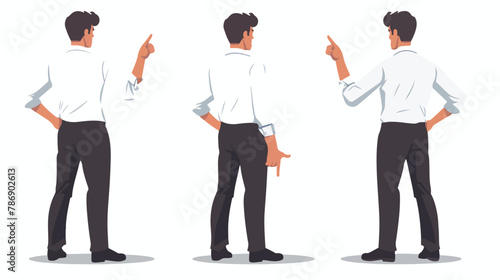 Business men pointing index finger in different direction 