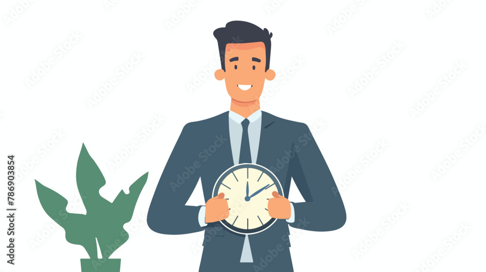 Businessman holding clock time business work vector illustration