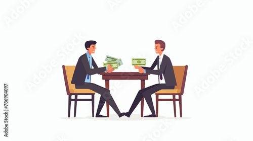 Businessman passing cash money under the table to his