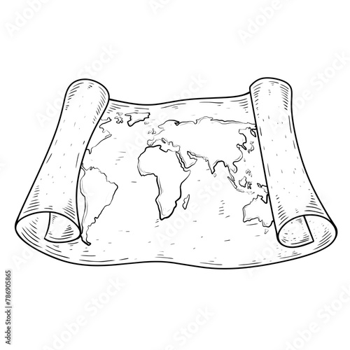 map of the world on roll papper
