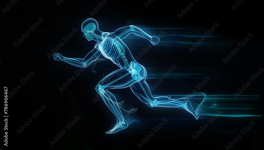 Dynamic X-ray Effect Illustration of a Human Body Running