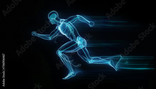 Dynamic X-ray Effect Illustration of a Human Body Running © artefacti