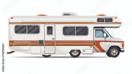 Camper with white background flat vector isolated on © Aina