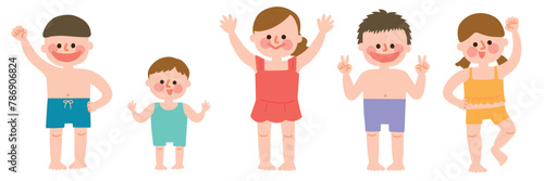 水着の子供たちのイラスト