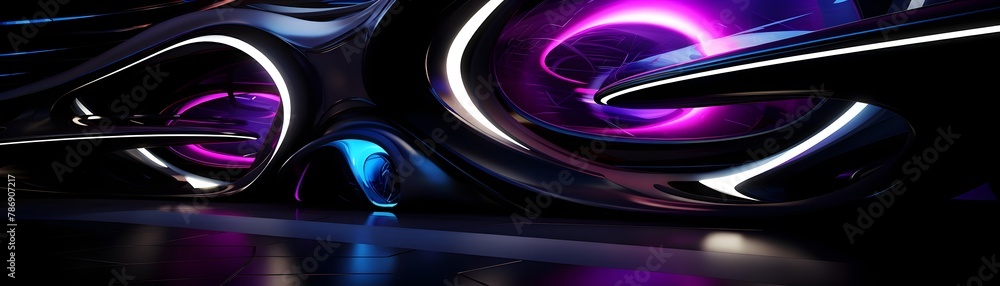 Vibrant Futuristic Interior with Curve Design Structure in Digital Render Vibrant Futuristic Interior with Curve Design Structure in Digital Render