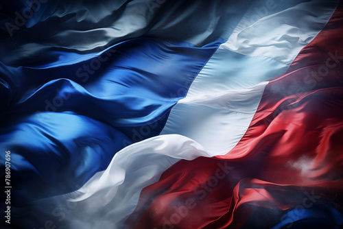 france flag waving, depicting patriotism and national pride Illustration close-up photo