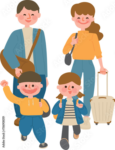 旅行を楽しむ家族