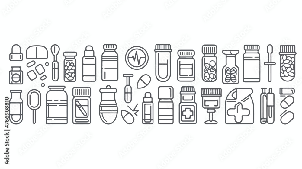 Medicine healthcare thin line icons set vector illustration 