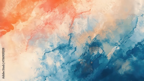 blue orange luxury watercolor texture. space for text © Ammar