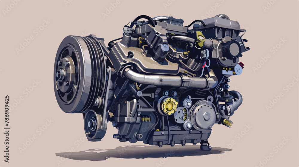 Modern car internal combustion engine. Complete overh