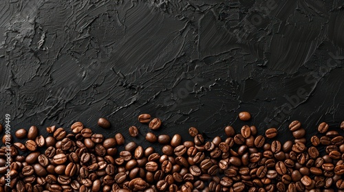 Coffee Beans Arranged on Stylish Black Background
 photo